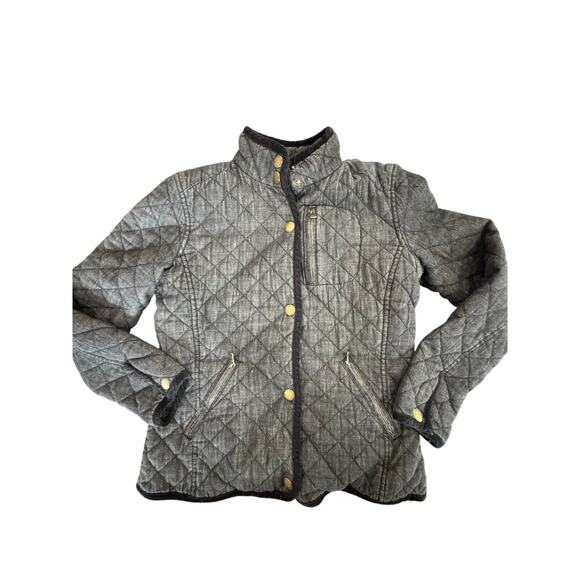 Lauren Ralph Lauren Quilted Barn Coat collar Dark Gray Winter Plaid Lining XS - Picture 5 of 8